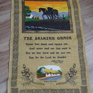 Vintage Linen Wall Hanging - Robert Burns, The Selkirk Grace By Linanne